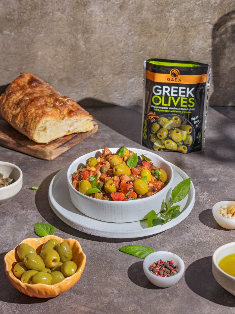 Pasta Caponata_τόνος, πράσινες ελιές, ελαιόλαδο Ιταλικές συνταγές